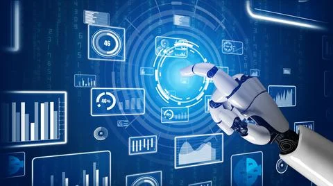 Futuristic robot artificial intelligence revolutionary AI technology concept Stock Illustration
