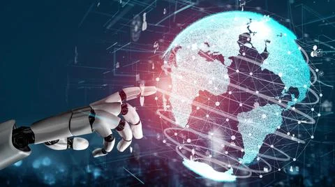 Futuristic robot artificial intelligence revolutionary AI technology concept Stock Illustration