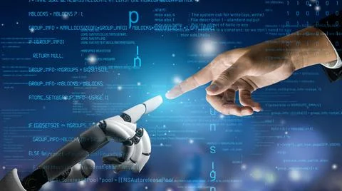Futuristic robot artificial intelligence revolutionary AI technology concept Stock Illustration