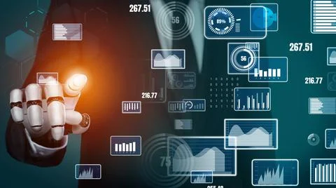 Futuristic robot artificial intelligence revolutionary AI technology concept Stock Illustration