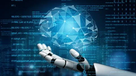Futuristic robot artificial intelligence revolutionary AI technology concept Stock Illustration