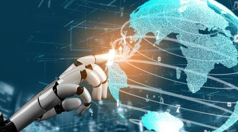 Futuristic robot artificial intelligence revolutionary AI technology concept 스톡 일러스트