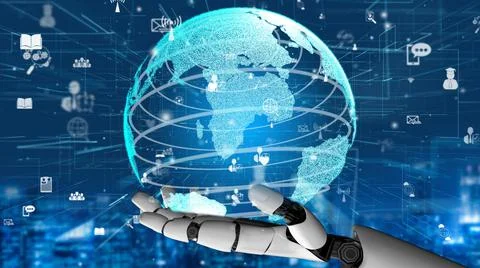 Futuristic robot artificial intelligence revolutionary AI technology concept Stock Illustration