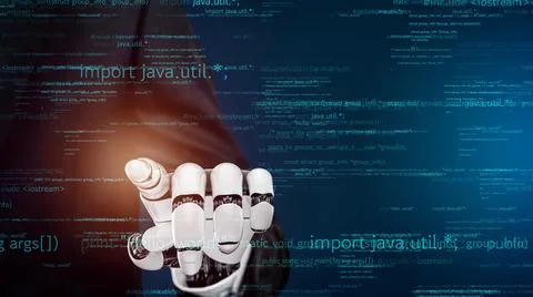 Futuristic robot artificial intelligence revolutionary AI technology concept Stock Illustration
