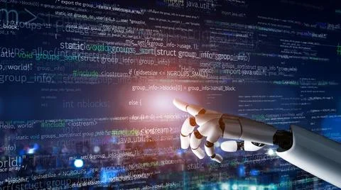 Futuristic robot artificial intelligence revolutionary AI technology concept Stock Illustration