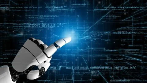 Futuristic robot artificial intelligence revolutionary AI technology concept Stock Illustration