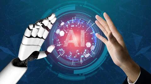 Futuristic robot artificial intelligence revolutionary AI technology concept Stockillustratie