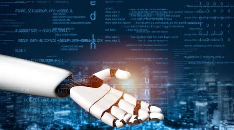 Futuristic robot artificial intelligence revolutionary AI technology concept 스톡 일러스트