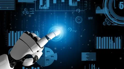 Futuristic robot artificial intelligence revolutionary AI technology concept イラスト素材