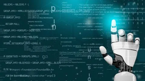 Futuristic robot artificial intelligence revolutionary AI technology concept Stock Illustration