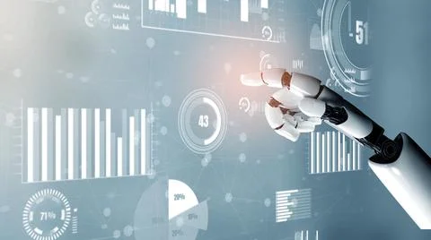 Futuristic robot artificial intelligence revolutionary AI technology concept Stock Illustration