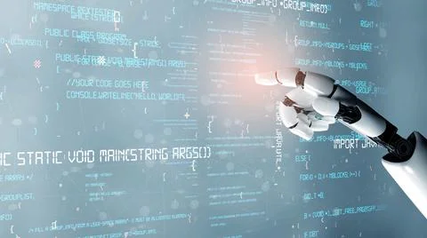 Futuristic robot artificial intelligence revolutionary AI technology concept イラスト素材