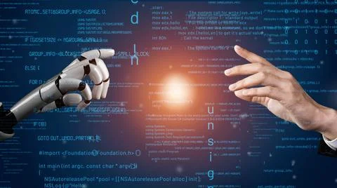 Futuristic robot artificial intelligence revolutionary AI technology concept Stock Illustration