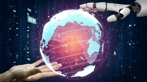 Futuristic robot artificial intelligence revolutionary AI technology concept イラスト素材