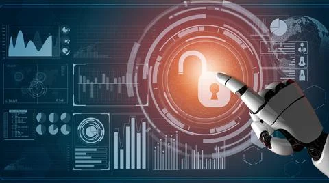 Futuristic robot artificial intelligence revolutionary AI technology concept Stock Illustration