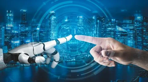 Futuristic robot artificial intelligence revolutionary AI technology concept 스톡 일러스트