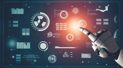 Futuristic robot artificial intelligence revolutionary AI technology concept Stock Illustration