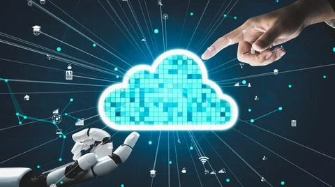 Futuristic robot artificial intelligence revolutionary AI technology concept Stockillustratie