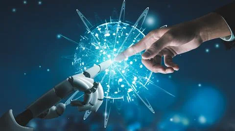 Futuristic robot artificial intelligence revolutionary AI technology concept 스톡 일러스트