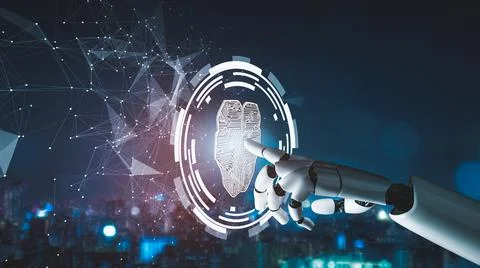 Futuristic robot artificial intelligence revolutionary AI technology concept Stockillustratie