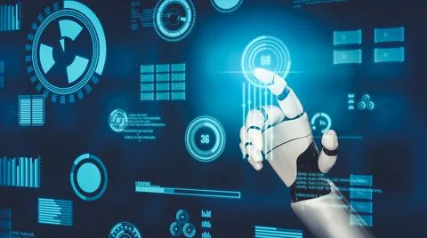 Futuristic robot artificial intelligence revolutionary AI technology concept Stock Illustration