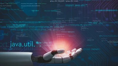 Futuristic robot artificial intelligence revolutionary AI technology concept Stock Illustration