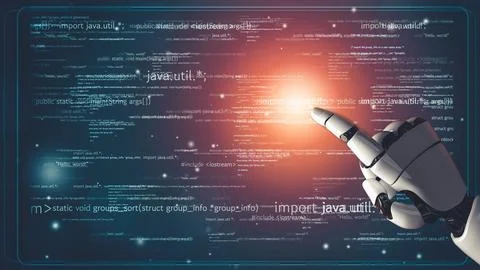 Futuristic robot artificial intelligence revolutionary AI technology concept 스톡 일러스트