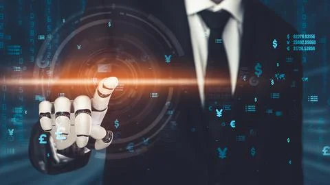 Futuristic robot artificial intelligence revolutionary AI technology concept Stock Illustration
