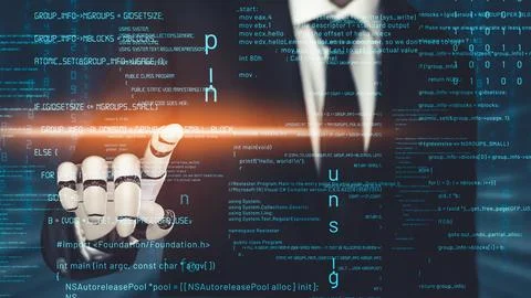 Futuristic robot artificial intelligence revolutionary AI technology concept Stock Illustration