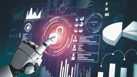 Futuristic robot artificial intelligence revolutionary AI technology concept Stock Illustration