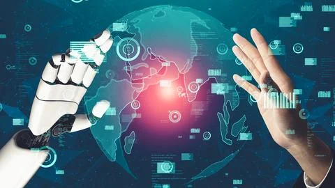 Futuristic robot artificial intelligence revolutionary AI technology concept Stock Illustration