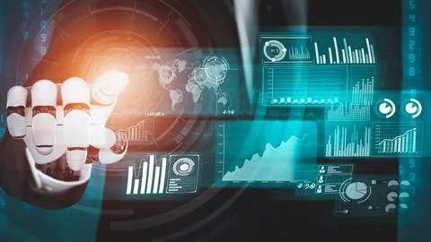 Futuristic robot artificial intelligence revolutionary AI technology concept Illustrazione stock