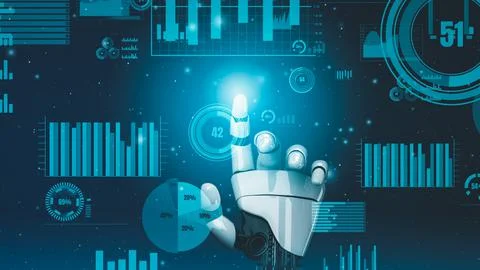 Futuristic robot artificial intelligence revolutionary AI technology concept Stock Illustration