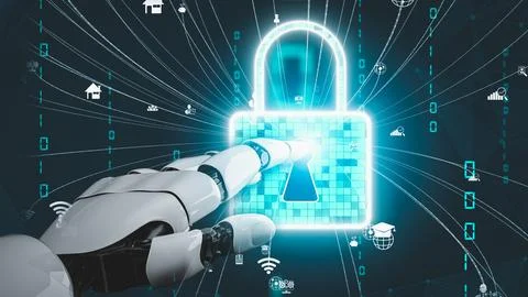 Futuristic robot artificial intelligence revolutionary AI technology concept Stock Illustration