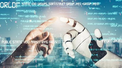 Futuristic robot artificial intelligence revolutionary AI technology concept Stock Illustration