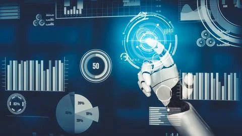Futuristic robot artificial intelligence revolutionary AI technology concept Stock Illustration