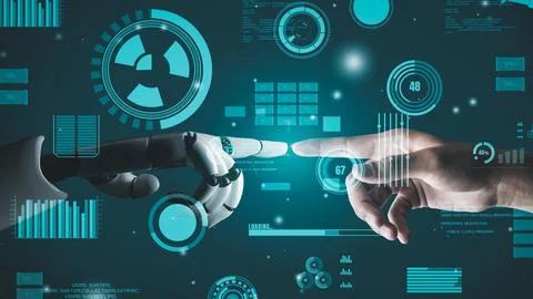 Futuristic robot artificial intelligence revolutionary AI technology concept Stock Illustration