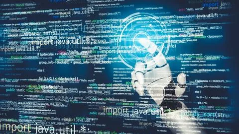 Futuristic robot artificial intelligence revolutionary AI technology concept Stock Illustration
