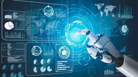 Futuristic robot artificial intelligence revolutionary AI technology concept Illustration