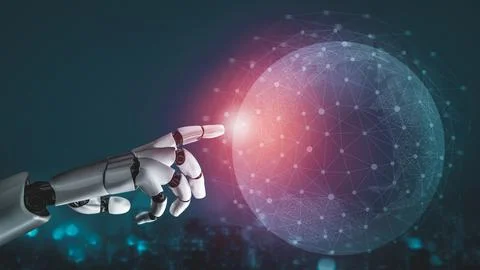 Futuristic robot artificial intelligence revolutionary AI technology concept Stock Illustration
