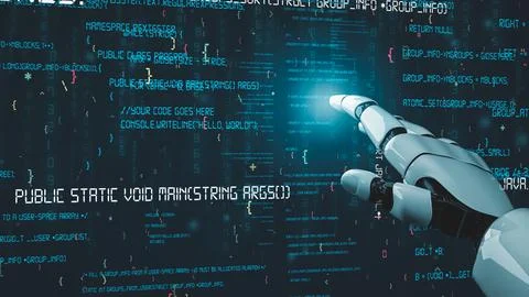 Futuristic robot artificial intelligence revolutionary AI technology concept 스톡 일러스트