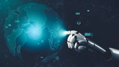 Futuristic robot artificial intelligence revolutionary AI technology concept Stock Illustration
