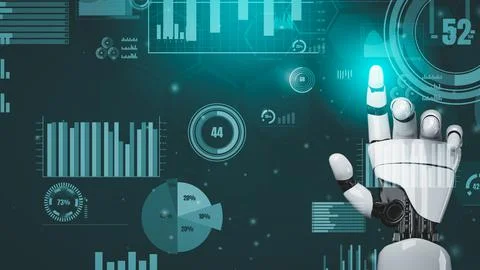 Futuristic robot artificial intelligence revolutionary AI technology concept Stock Illustration