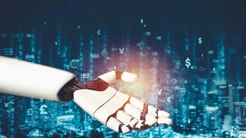 Futuristic robot artificial intelligence revolutionary AI technology concept Stock Illustration