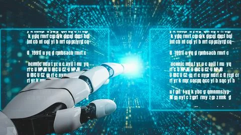 Futuristic robot artificial intelligence revolutionary AI technology concept Stock Illustration
