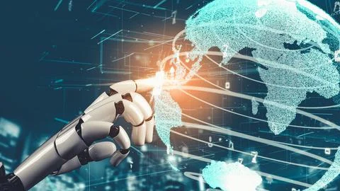 Futuristic robot artificial intelligence revolutionary AI technology concept イラスト素材