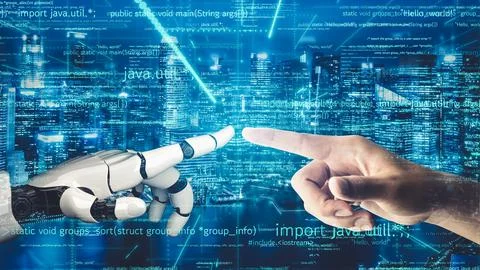 Futuristic robot artificial intelligence revolutionary AI technology concept Stock Illustration