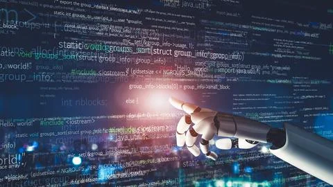 Futuristic robot artificial intelligence revolutionary AI technology concept 스톡 일러스트