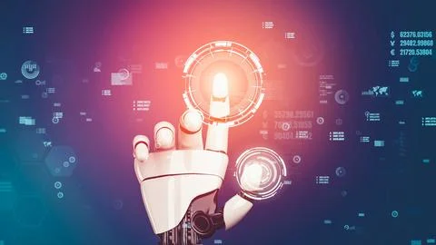 Futuristic robot artificial intelligence revolutionary AI technology concept Stock Illustration