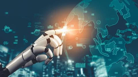 Futuristic robot artificial intelligence revolutionary AI technology concept Stock Illustration